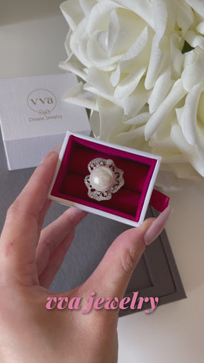 Lab-Created Pearl Moissanite Ring