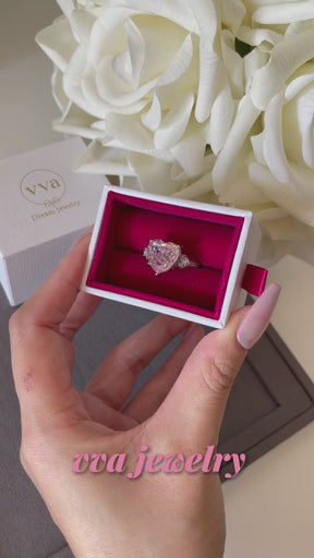 6ct Heart Shape Pink Moissanite Engagement Ring