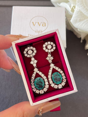 Boucles d'oreilles en tourmaline Paraiba créées en laboratoire 3,5 carats plaquées or 18 carats