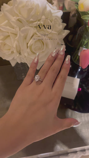 Pear Shape Moissanite Engagement Ring 3ct