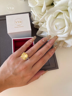 Yellow Moissanite Engagement Ring 10ct