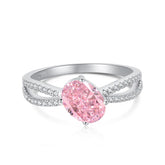 Bague Forme Ovale Zircon Rose 