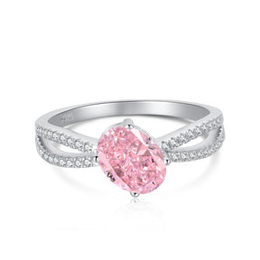 Bague Forme Ovale Zircon Rose 